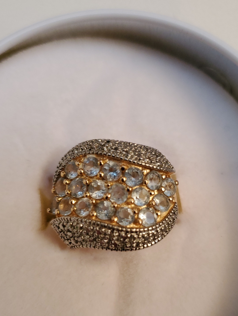Sterlimg Silver Crystal Cluster Statement Ring - White Crystal